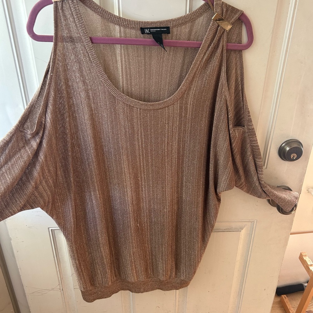INC International Concepts Metallic Tan Top
